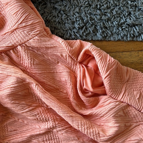 Free People Violet Grapefruit Texture Square Neck Balloon Sleeve Mini Dress Med - Picture 7 of 16